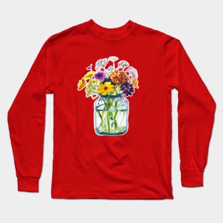 Mason Jar of Wildflowers Long Sleeve T-Shirt